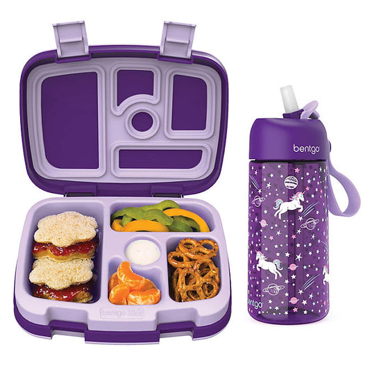 Bentgo Kids Prints Lunch Box & Water Bottle Set Unicorns