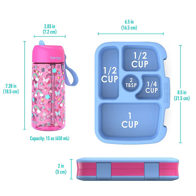 Bentgo Kids Prints Lunch Box & Water Bottle Set Rainbows and Butterflies