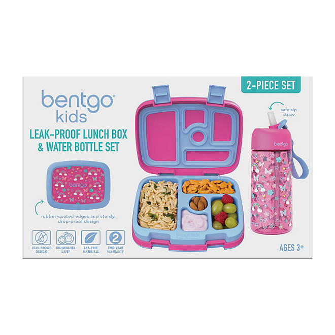 Bentgo Kids Prints Lunch Box & Water Bottle Set Rainbows and Butterflies