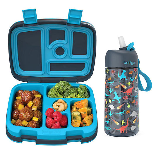 Bentgo Kids Prints Lunch Box & Water Bottle Set Dinosaurs