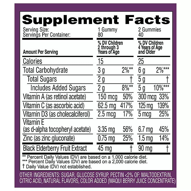 Zarbee's Naturals Children's Elderberry Immune Support (80 gummies)