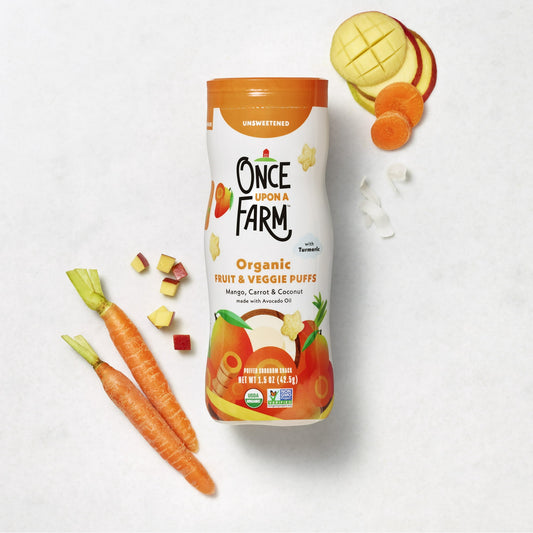 Once Upon a Farm Baby Puffs Orgánicos, Mango, Zanahoria y Coco, 1.5oz