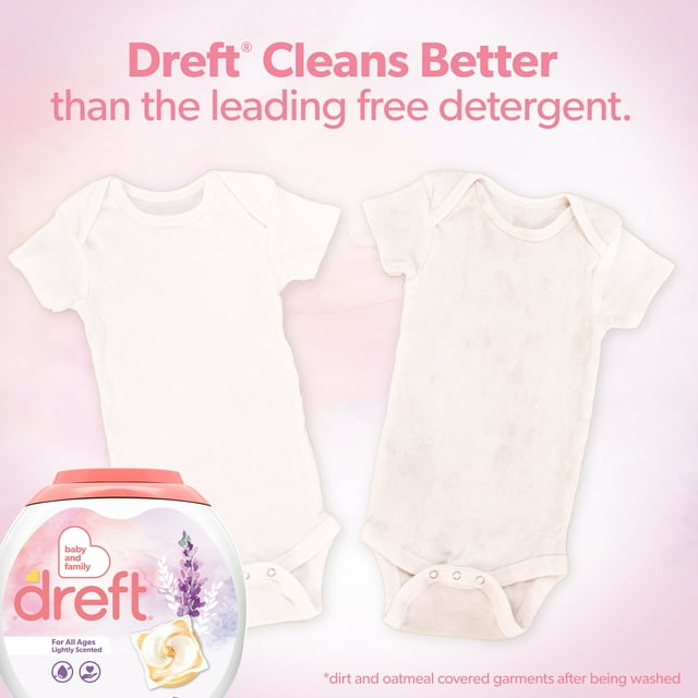 Dreft Laundry Detergent XL Pacs, Lightly Scented, Lavender, HE Compatible, 25 Count