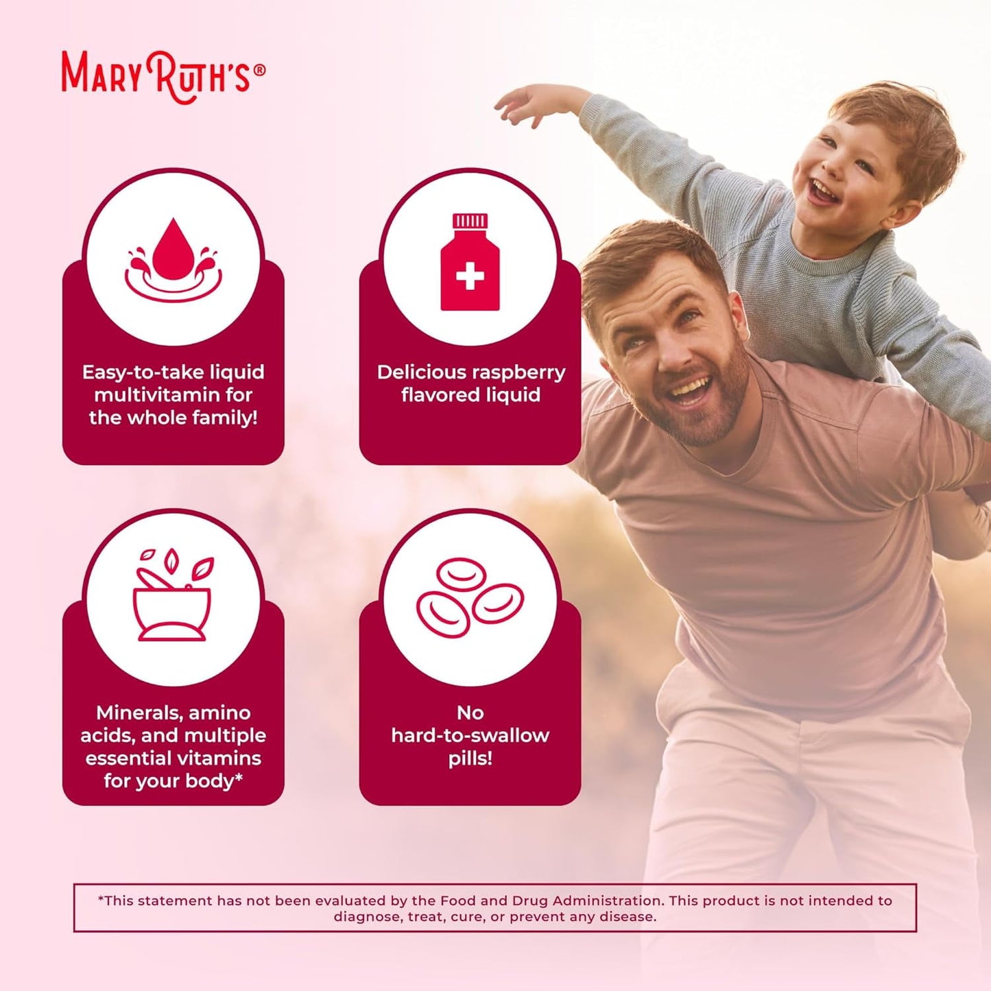 Multivitamin, Matutino Líquido para Adultos y Niños, Vitaminas Diarias Completas, Frambuesa, 15.22 fl oz