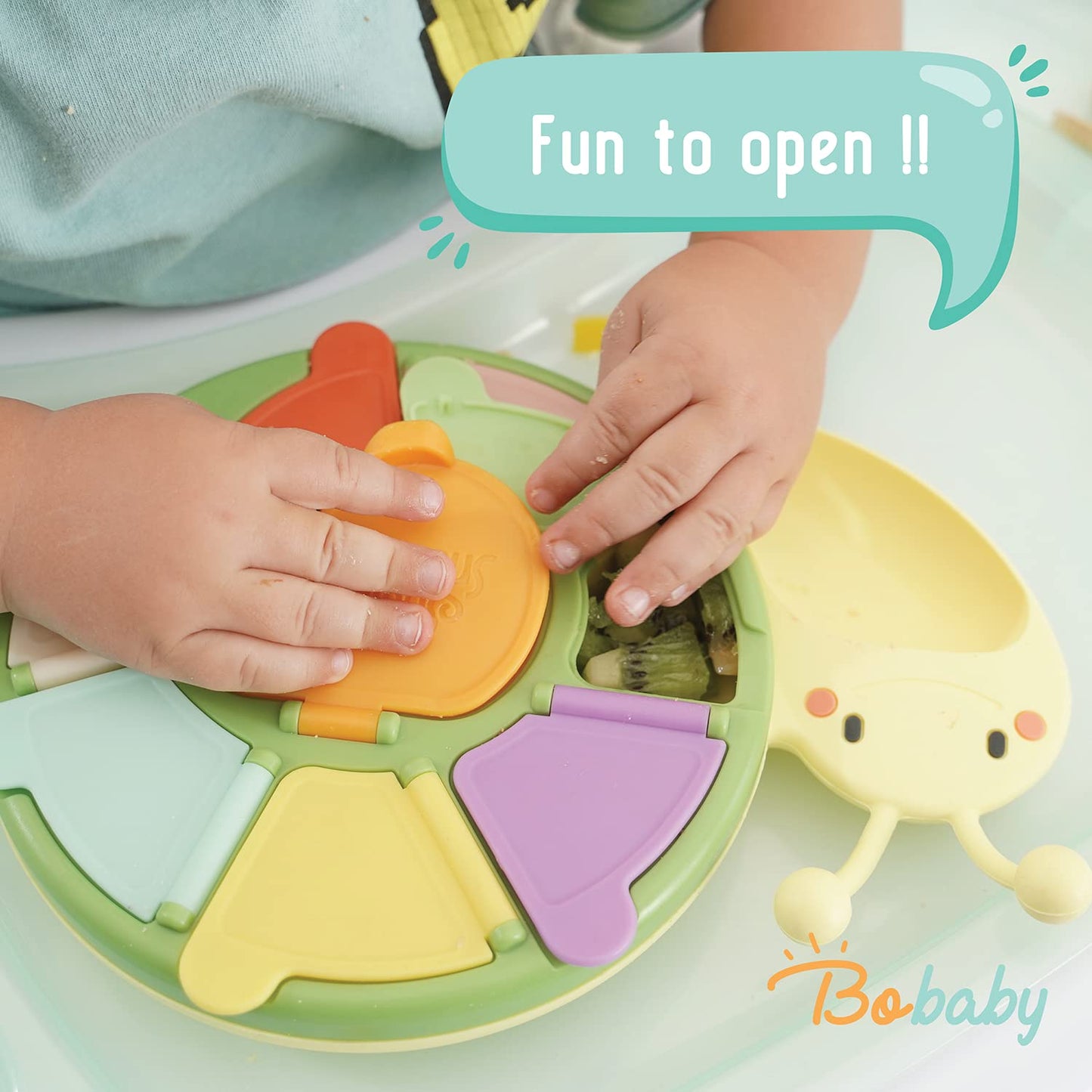 Snack de caracol Caja de aperitivos de silicona para niños pequeños y bebés Amarillo