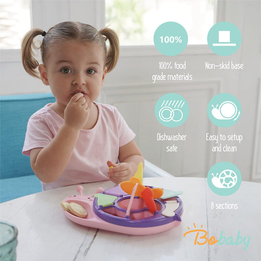 Snack de caracol Caja de aperitivos de silicona para niños pequeños y bebés Rosa