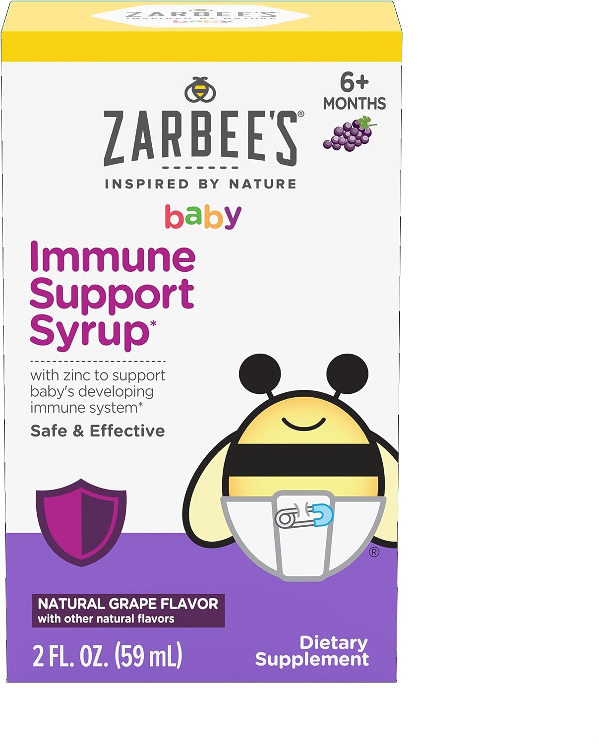 Zarbee's Jarabe de apoyo inmunológico para bebés con zinc, vitaminas para bebés y niños pequeños a partir de 6 meses