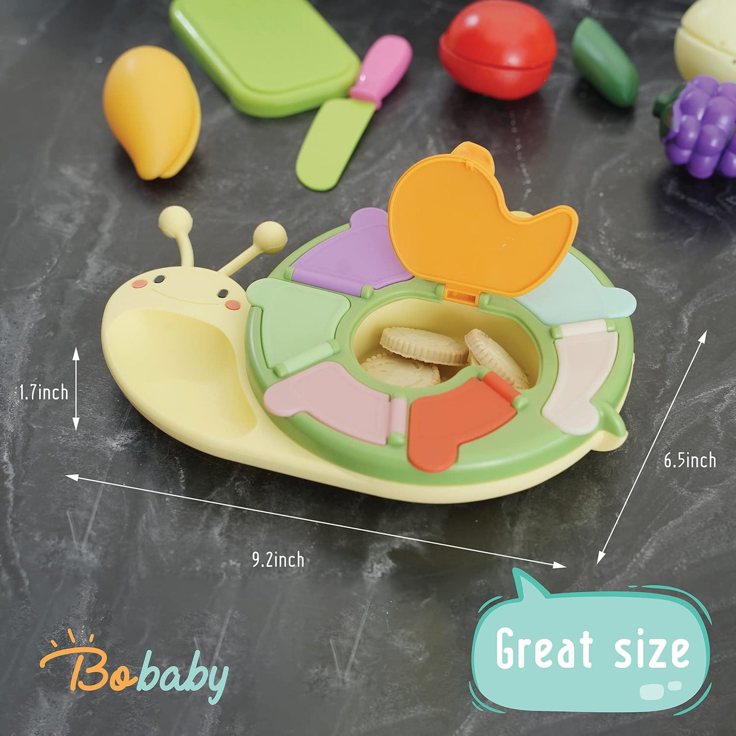 Snack de caracol Caja de aperitivos de silicona para niños pequeños y bebés Amarillo