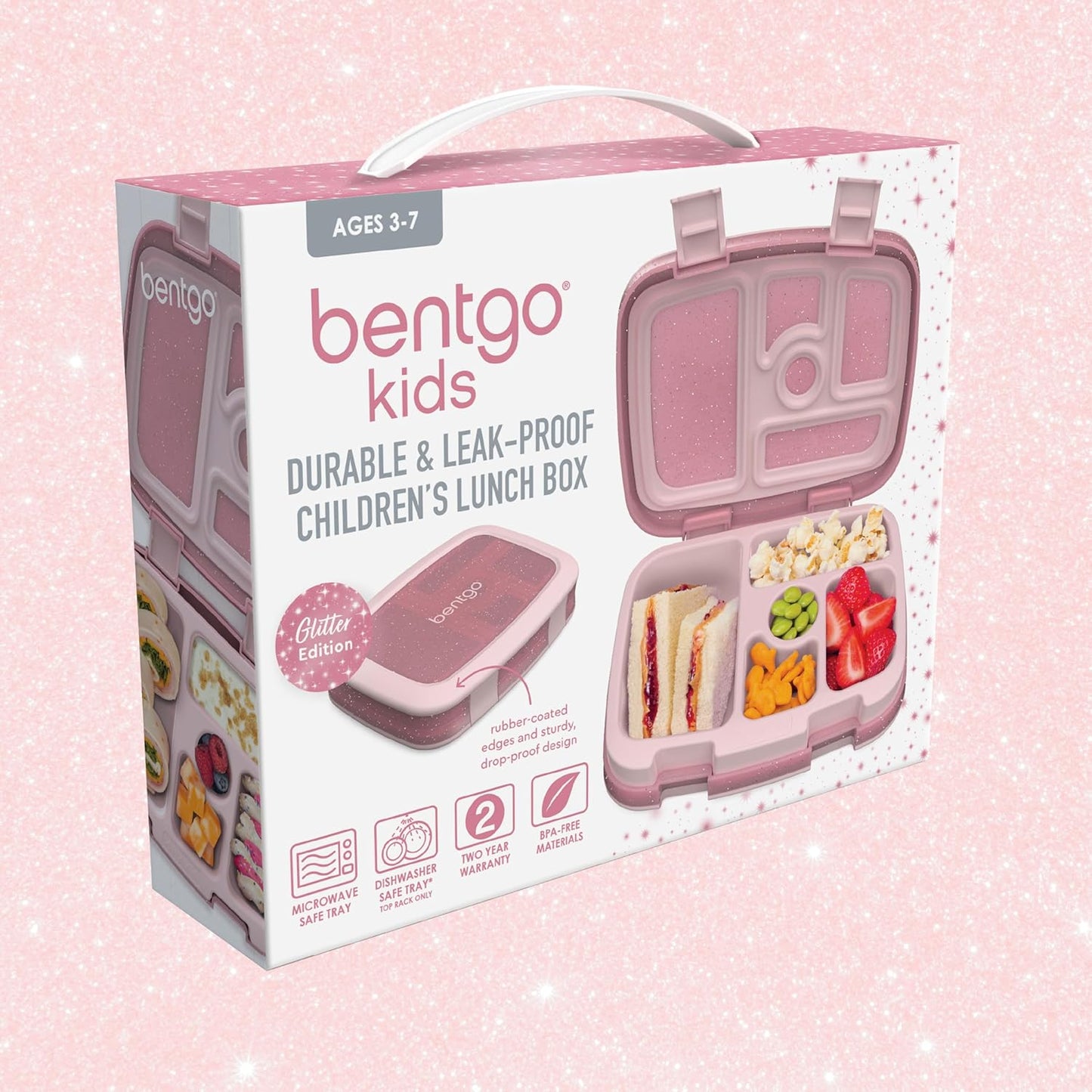 Bentgo Kids Prints Lunch Box Glitter Edition - Rosa pétalo