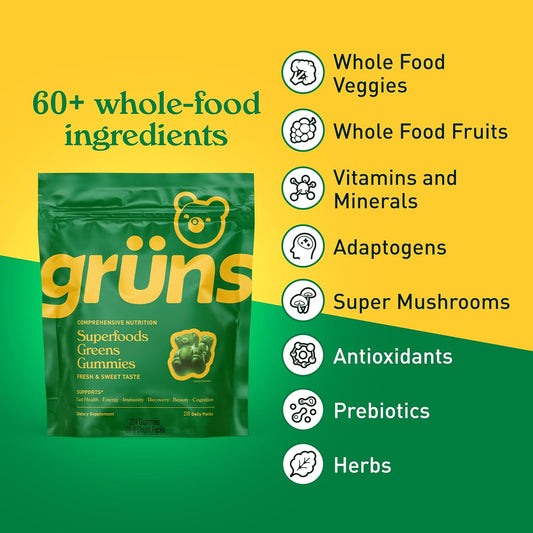Gruns Gomitas multivitamínicas Super Greens para adultos
