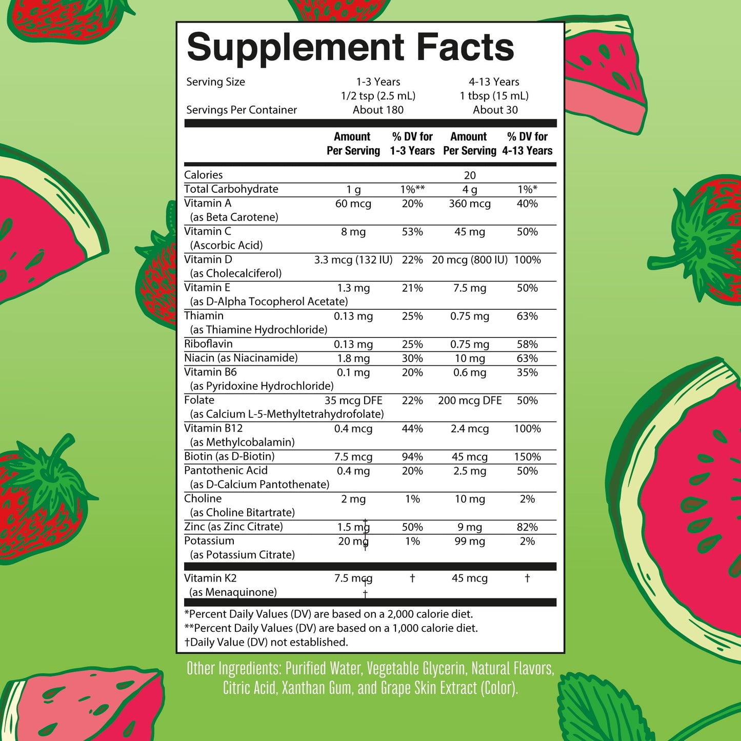 Kids Multivitamínico Líquido Matutino sin Azúcar, Sabor Melón y Fresa, 15.22 oz
