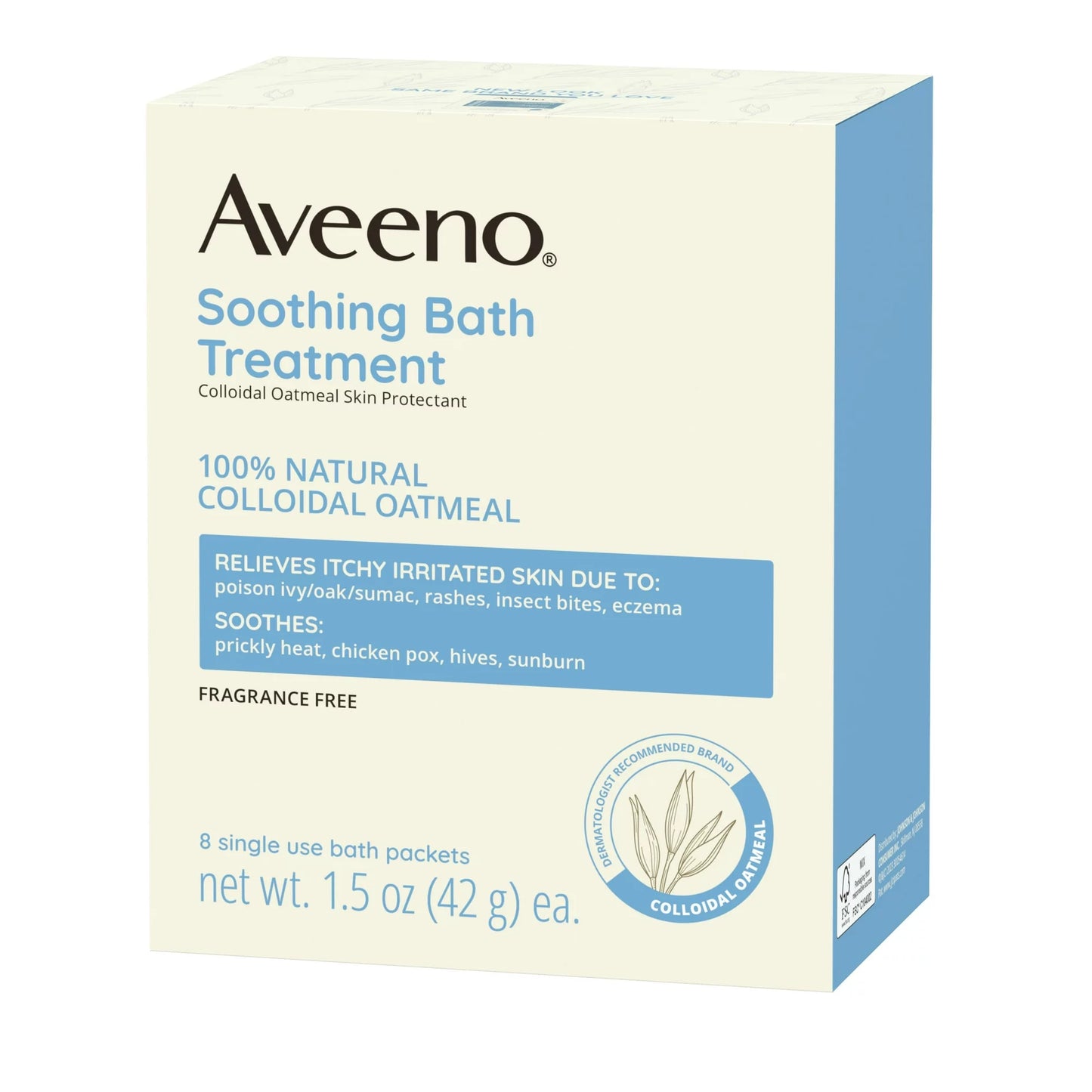 Aveeno Soothing Bath Soak for Eczema, Natural Coloidal Oatmeal, 8 ct.