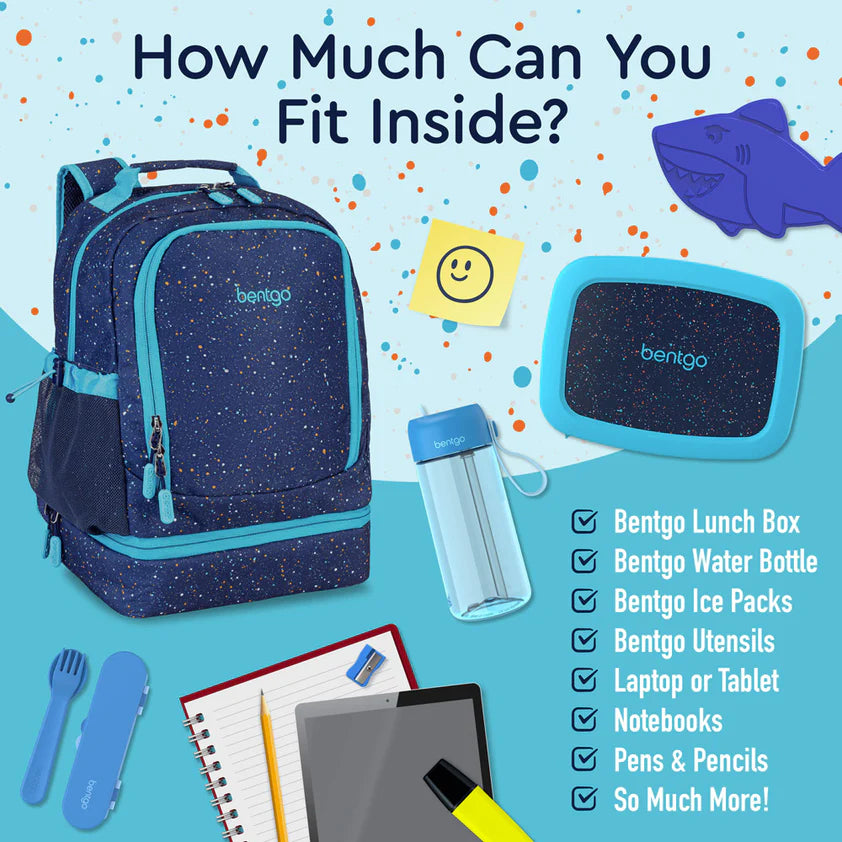 Bentgo Kids 2-in-1 Backpack & Lunch Bag Abyss Blue Speckle Confetti