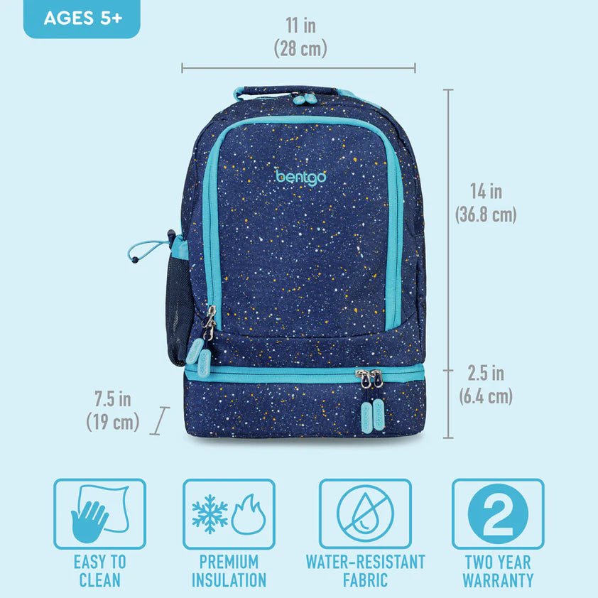 Bentgo Kids 2-in-1 Backpack & Lunch Bag Abyss Blue Speckle Confetti