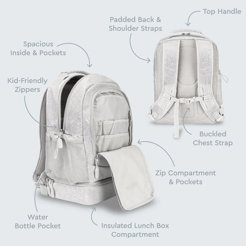 Bentgo Kids 2-in-1 Backpack & Lunch Silver Glitter