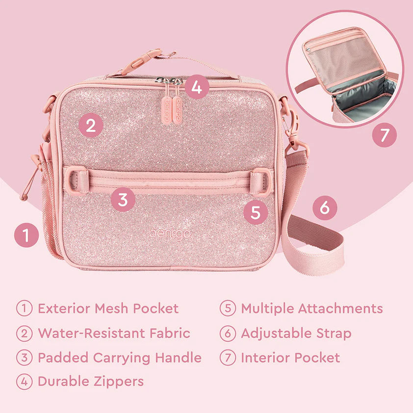Bentgo Kids Lunch Bag Petal Pink Glitter