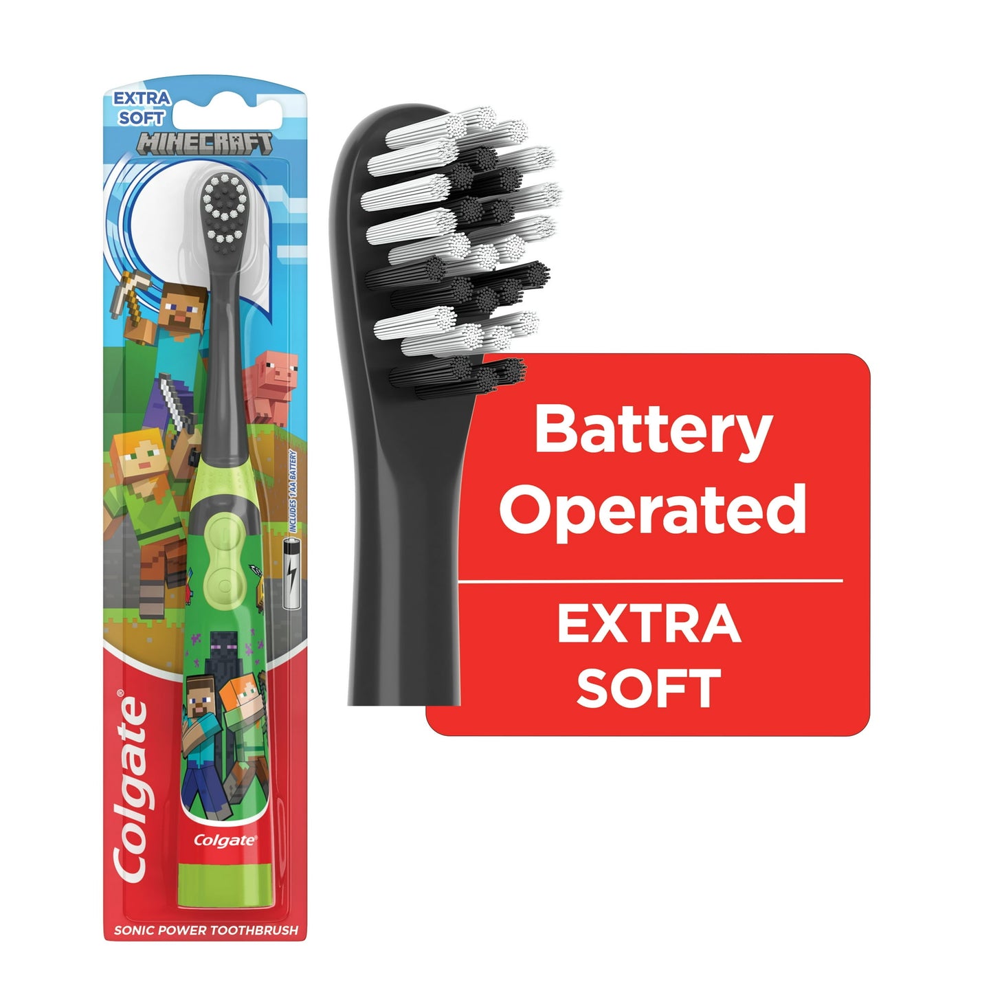 Colgate Kids Minecraft Toothbrush, a Pilas, 1 Unidad, para Niños