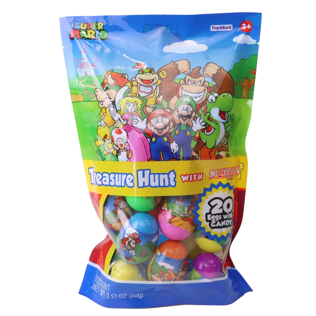 Frankford Súper Mario Pascua Búsqueda Del Tesoro Eggs con Smarties Candy 20 Contar, 3.17oz