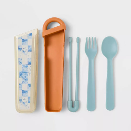Kids' 4pc Recycled Plastic Flatware Set Shark