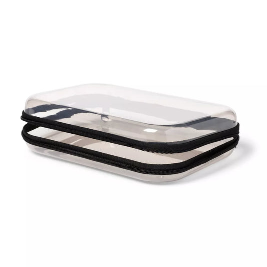 Estuche rígido con cremallera gris