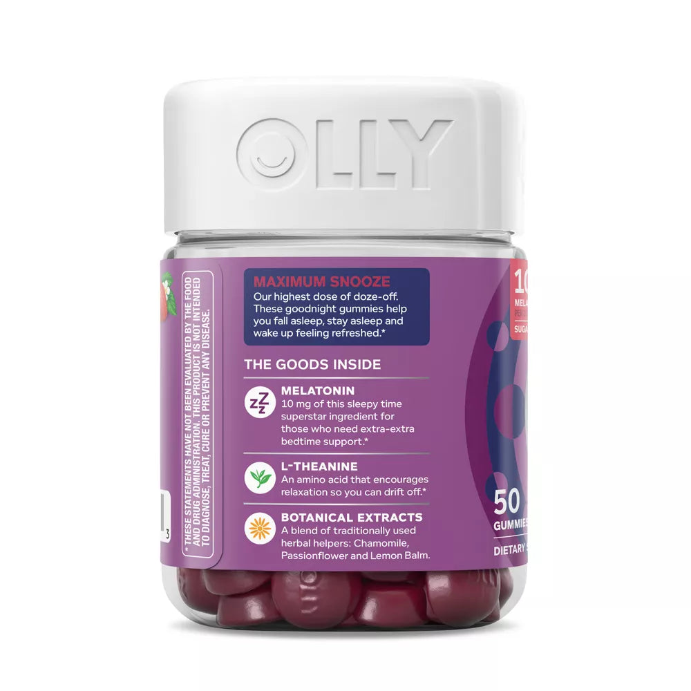 Gomitas veganas OLLY Maximum Sleep de 10 mg - Fresa - 50 gomitas