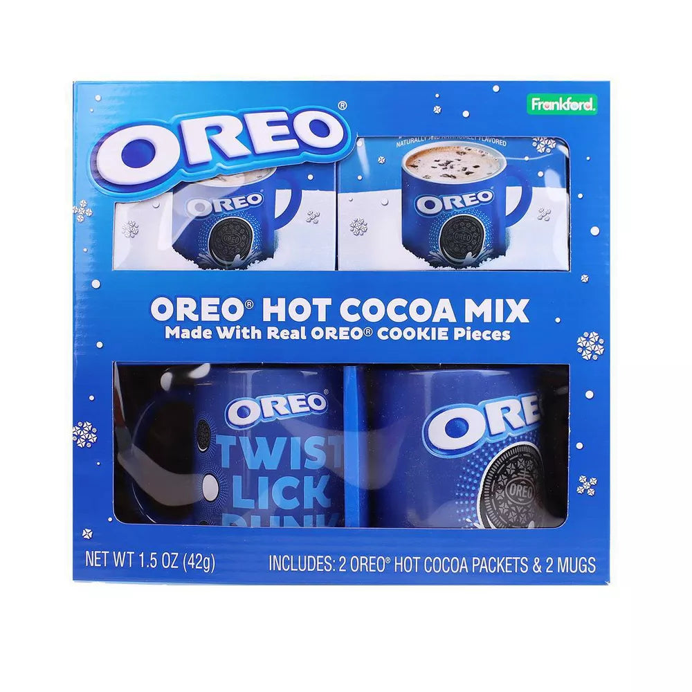 OREO Mugs 2pk with 2 OREO Hot Cocoa Mix Box Set 2oz