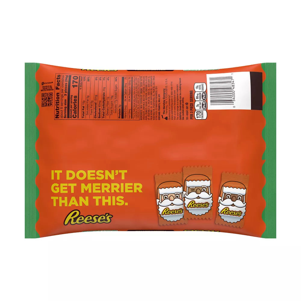 REESE'S Christmas Milk Chocolate Peanut Butter Crème Santas Candy - 9.1oz