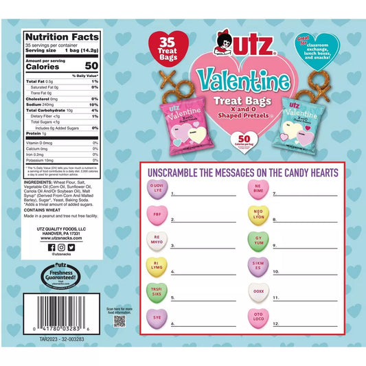 Utz Valentine's Fun Shaped Pretzel Exchange Snacks - 17.5oz