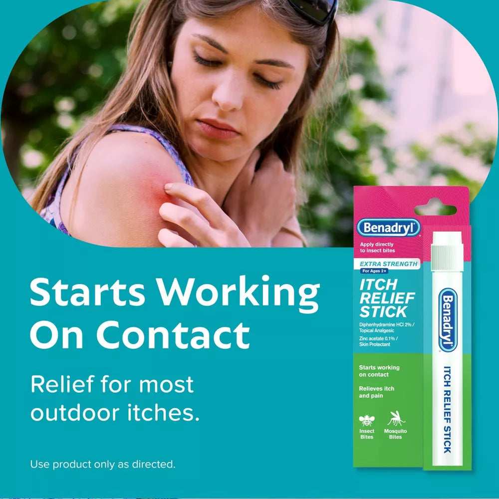 Benadryl Extra Strength - Barra para el alivio de la picazón - Tamaño de viaje - 0.47 onzas líquidas