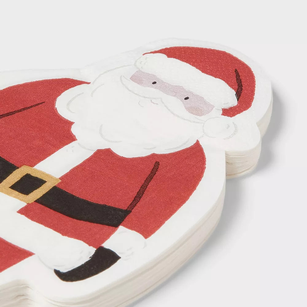 Servilletas con forma de Papá Noel de Navidad, paquete de 20 unidades