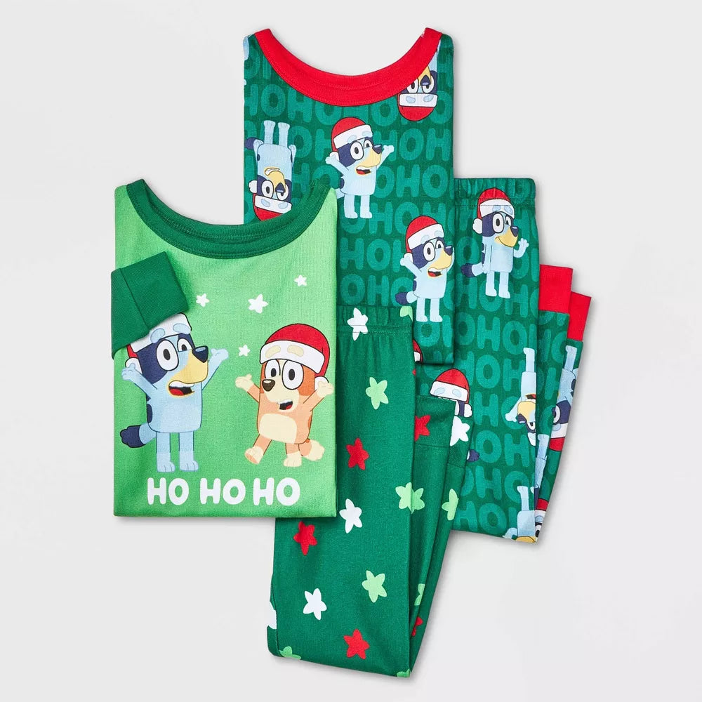 Pijama 'Ho Ho Ho' Bluey Holiday de 4 piezas