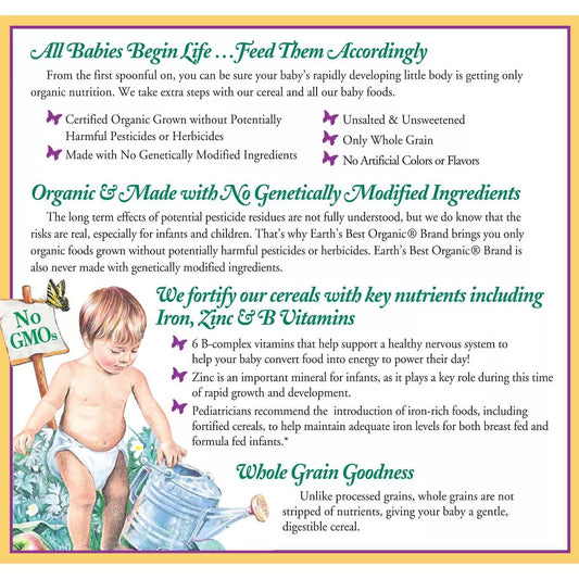 Cereal para bebés multigrano integral orgánico Earth's Best - 8 oz