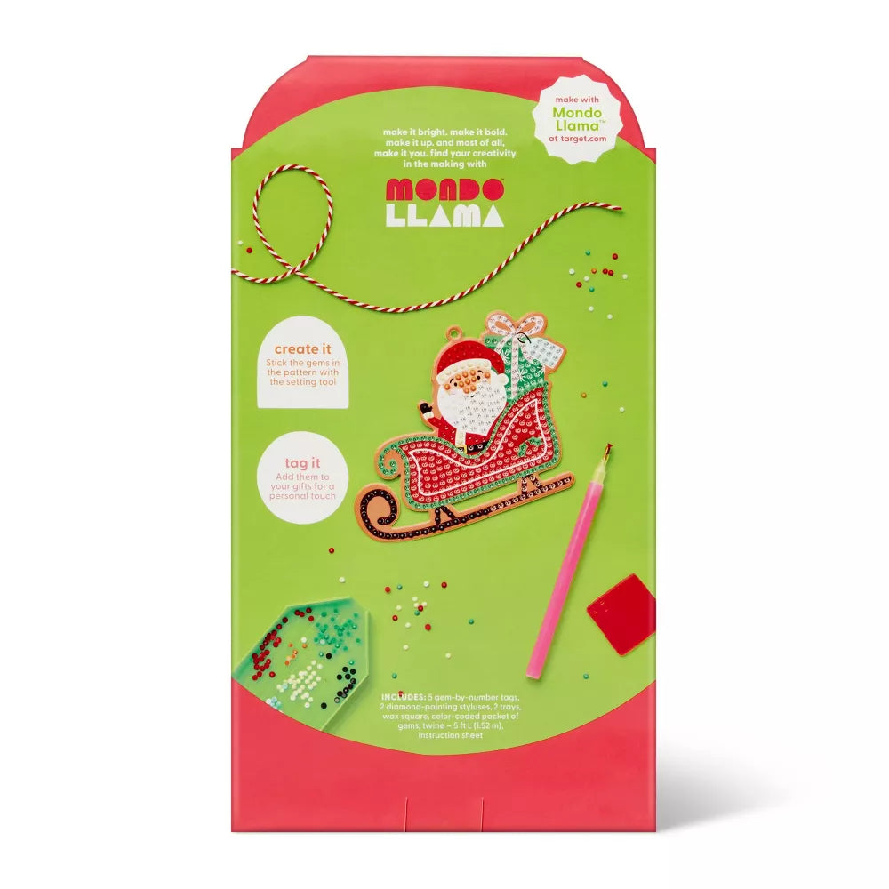 Kit de etiquetas de regalo con gemas para manualidades navideñas