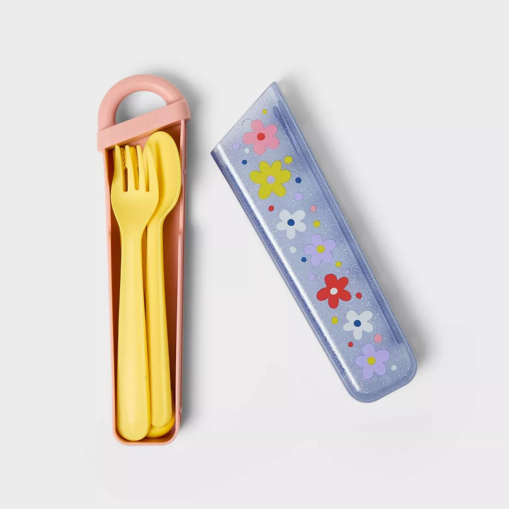 Kids' 4pc Recycled Plastic Flatware Set Flowers