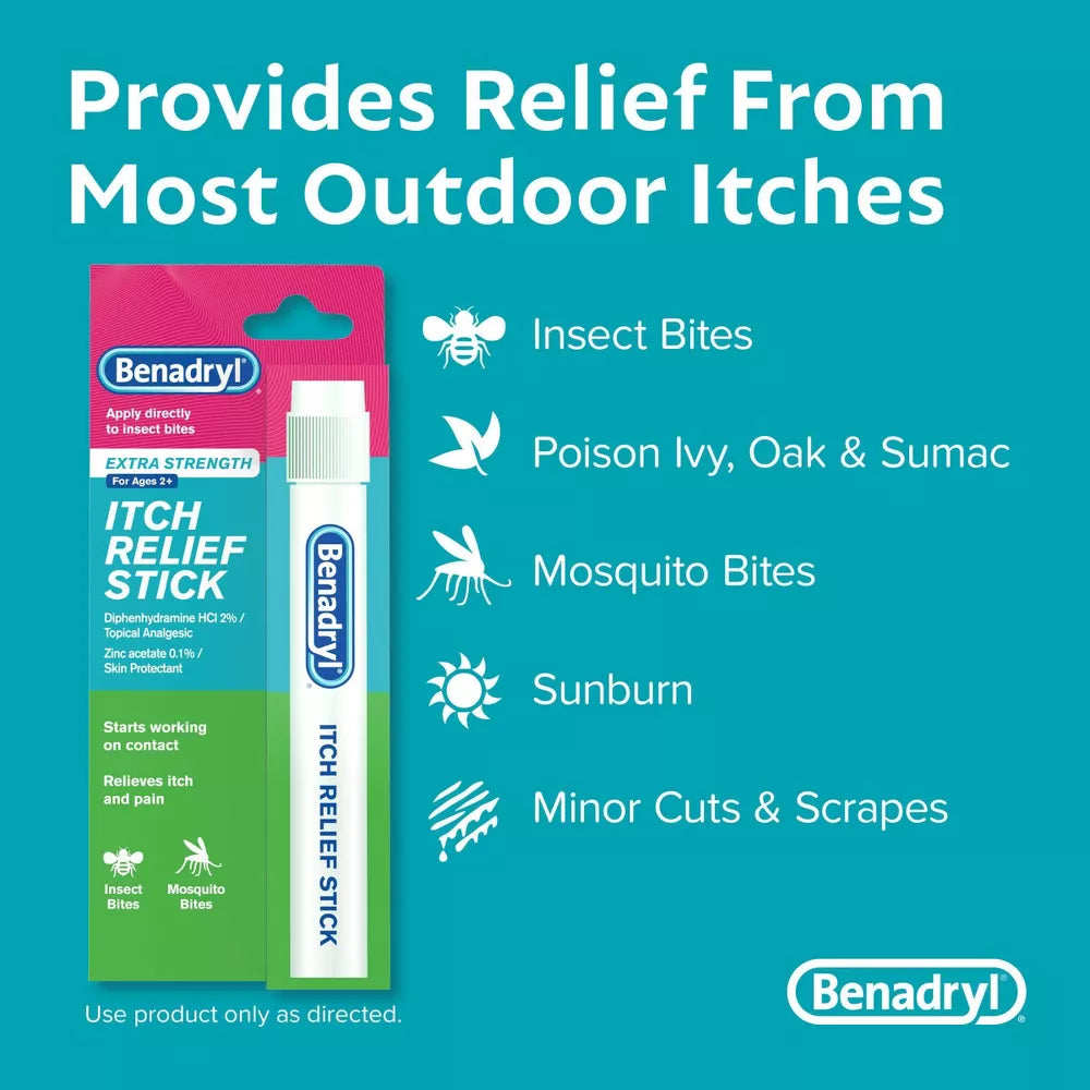 Benadryl Extra Strength - Barra para el alivio de la picazón - Tamaño de viaje - 0.47 onzas líquidas