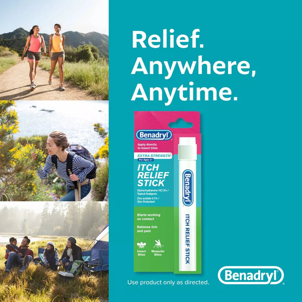Benadryl Extra Strength - Barra para el alivio de la picazón - Tamaño de viaje - 0.47 onzas líquidas