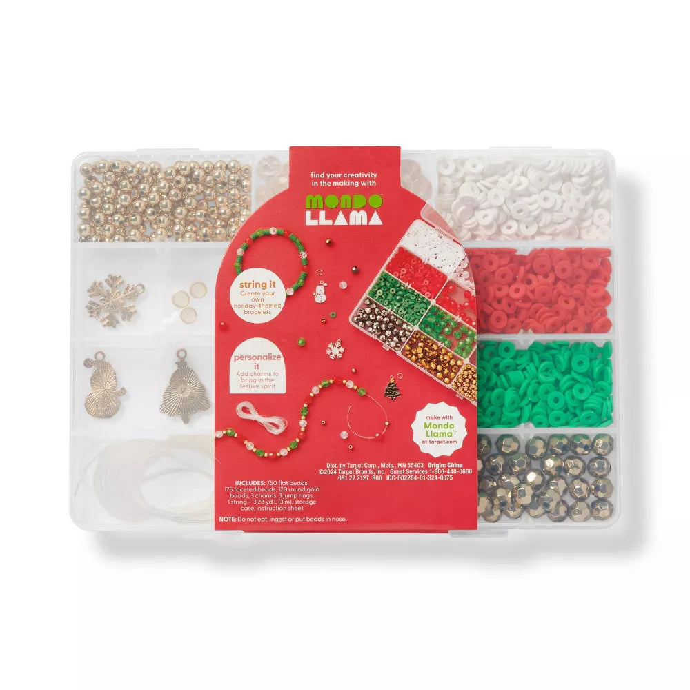 Kit de pulsera de cuentas navideñas para manualidades