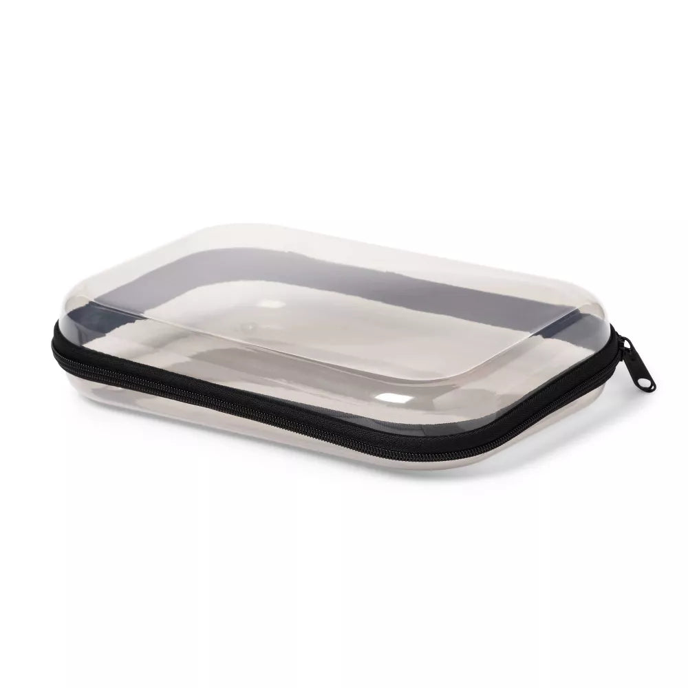 Estuche rígido con cremallera gris