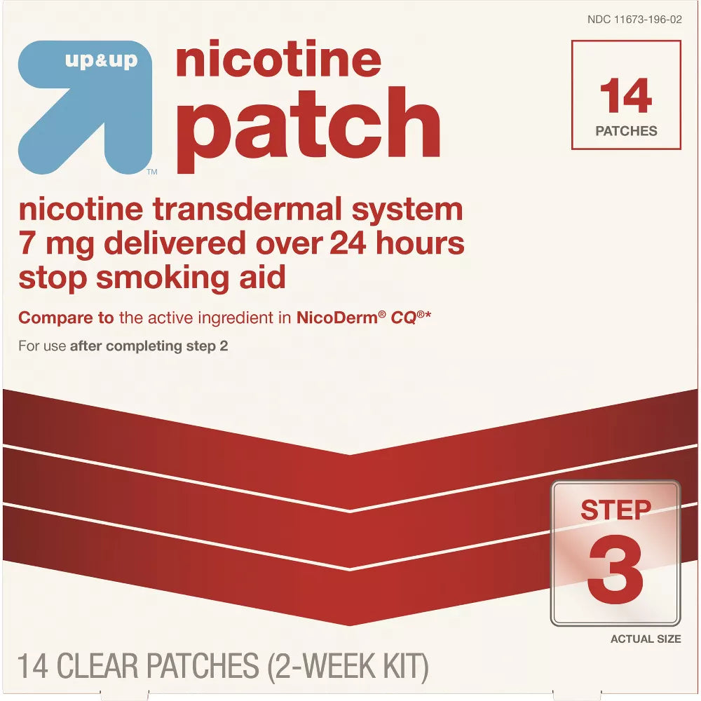 Nicotine Stop Smoking Aid Clear Patches Step 3 - 14ct - 7mg Parches Nicotina