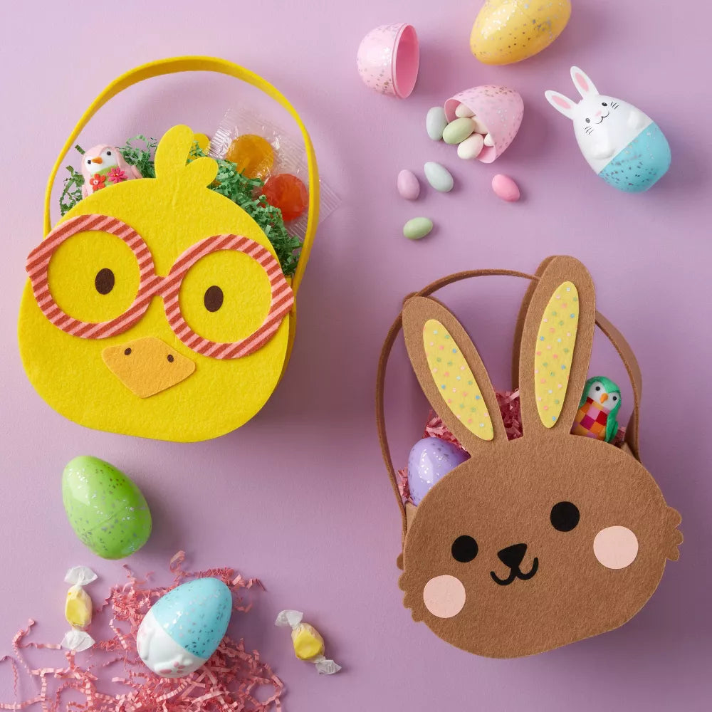 Canasta de Pascua de fieltro novedosa amarillo