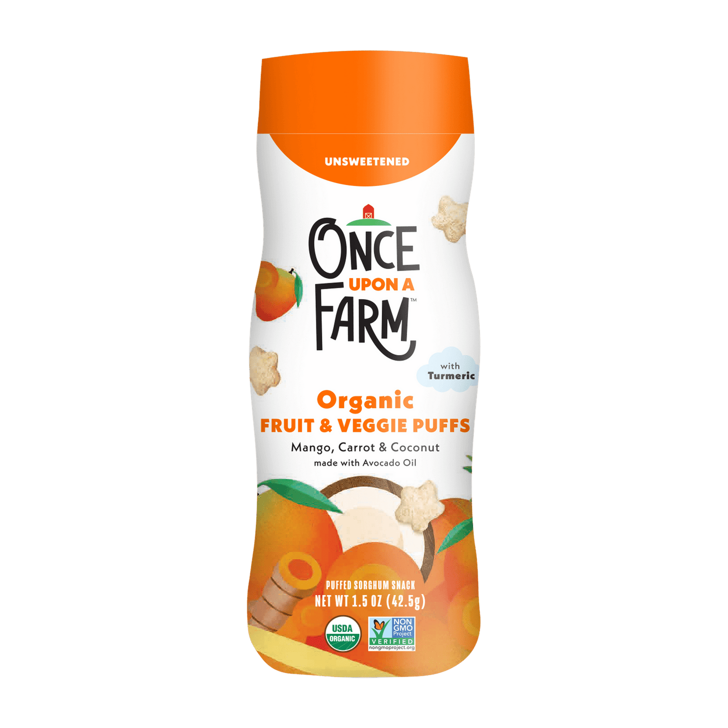 Once Upon a Farm Baby Puffs Orgánicos, Mango, Zanahoria y Coco, 1.5oz