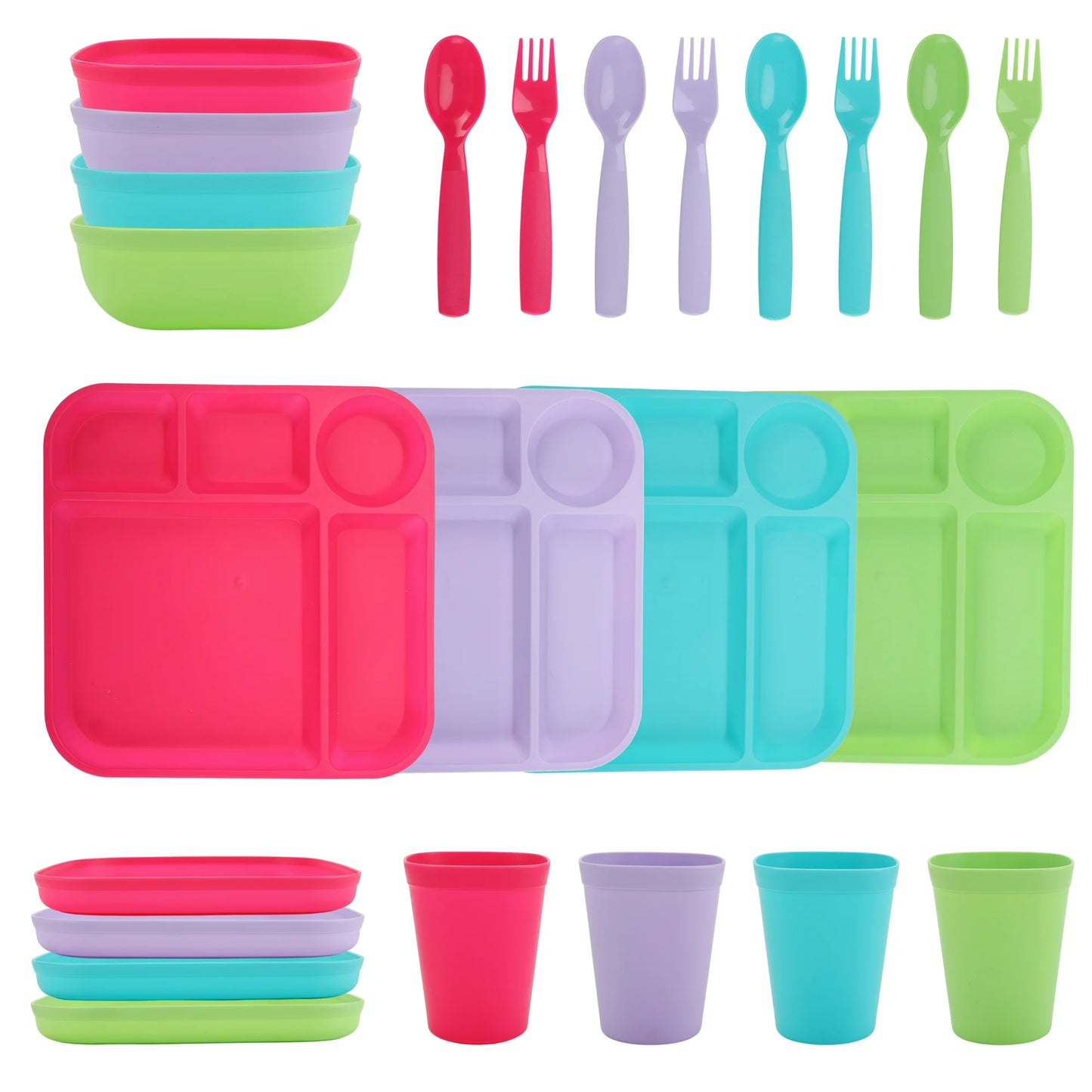 KIDS DINNERWARE SET PINK ASSORTED