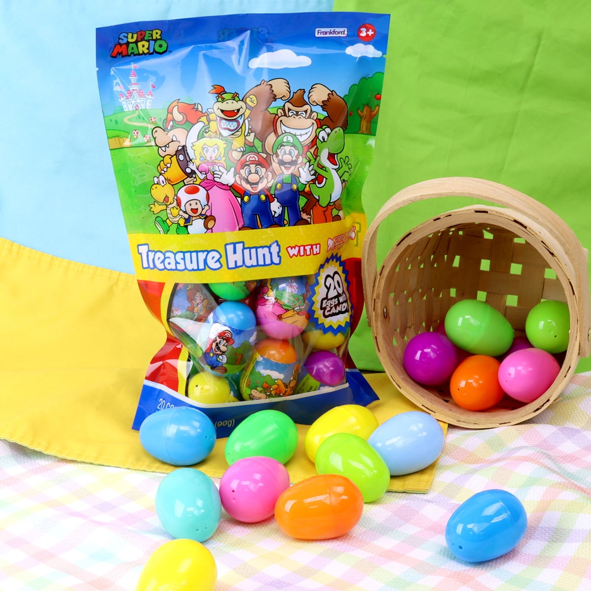 Frankford Súper Mario Pascua Búsqueda Del Tesoro Eggs con Smarties Candy 20 Contar, 3.17oz