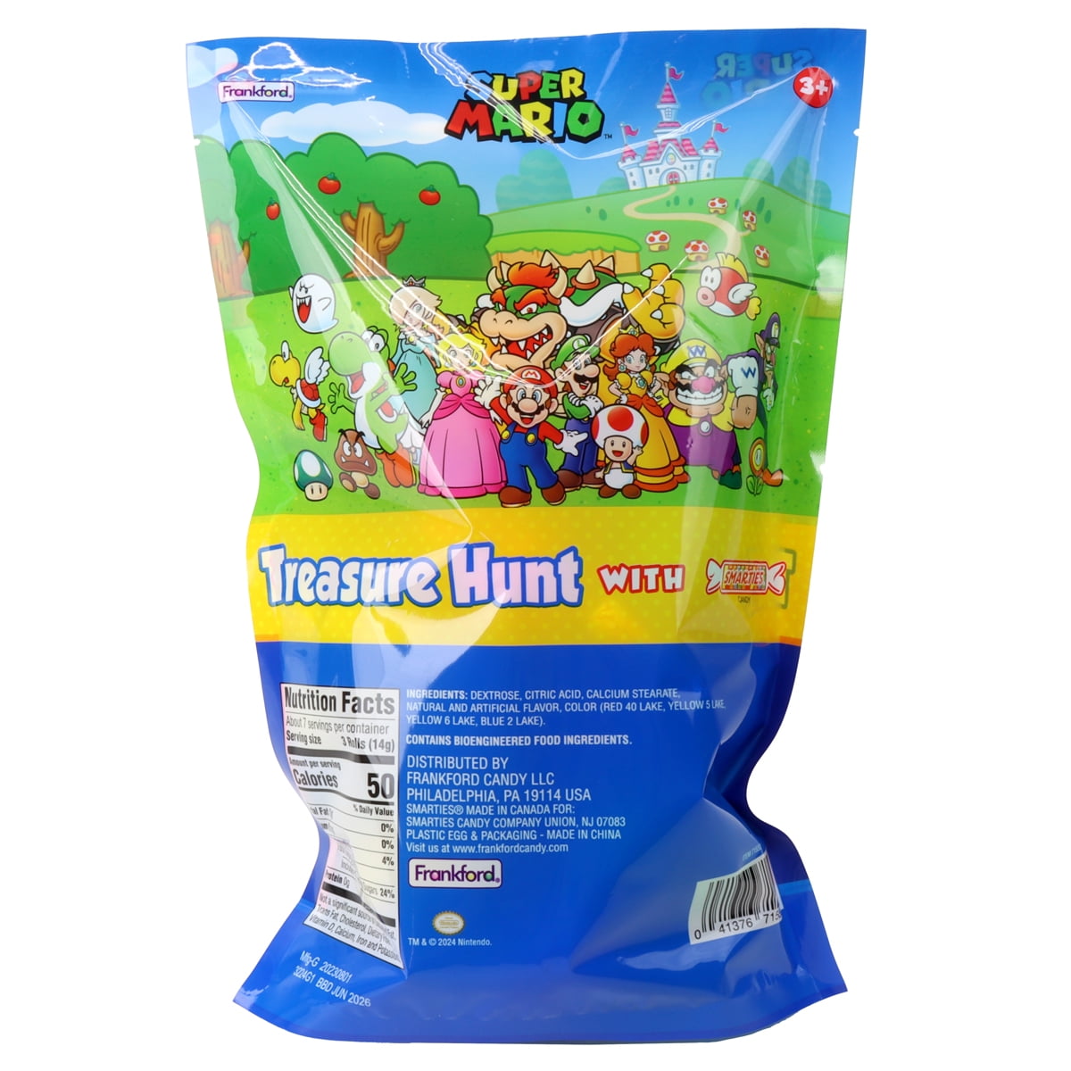 Frankford Súper Mario Pascua Búsqueda Del Tesoro Eggs con Smarties Candy 20 Contar, 3.17oz