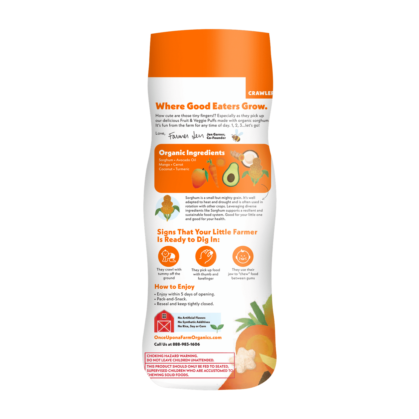 Once Upon a Farm Baby Puffs Orgánicos, Mango, Zanahoria y Coco, 1.5oz