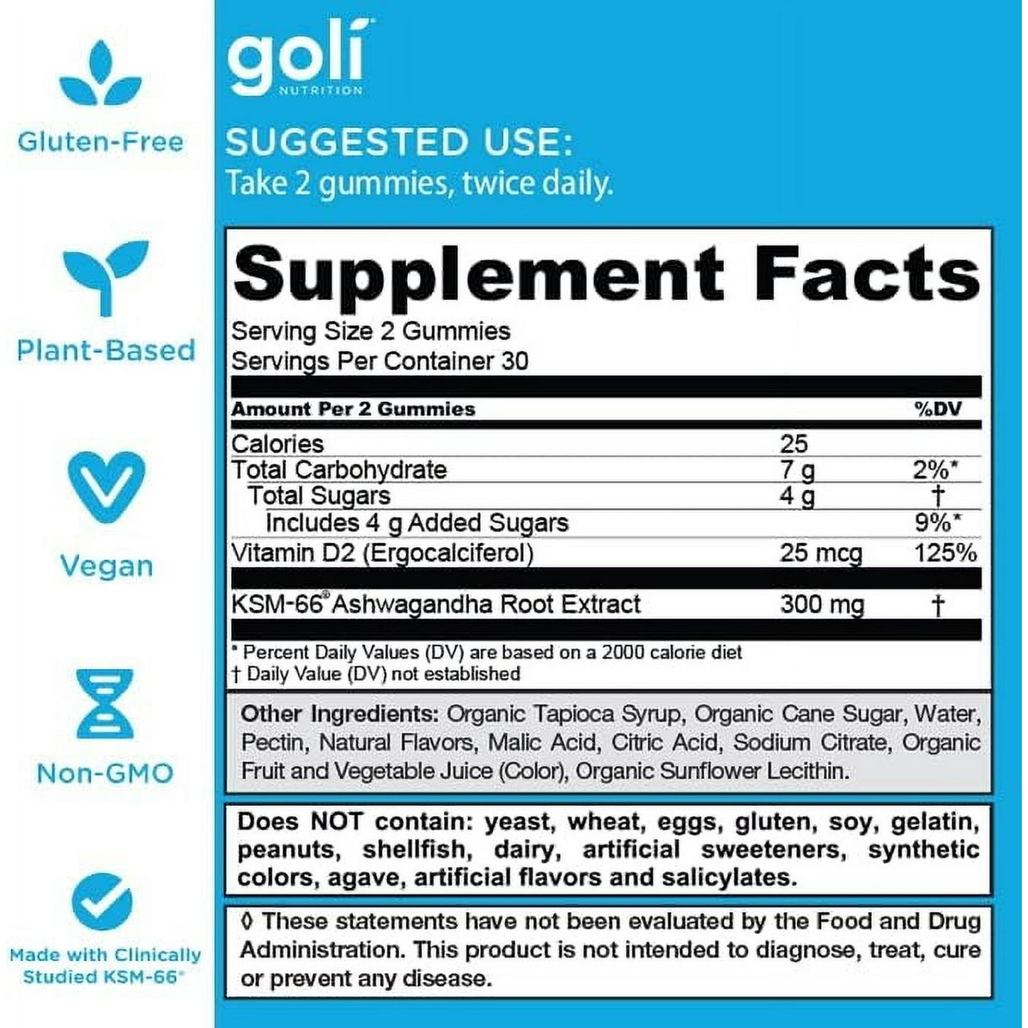 Goli Nutrition Gomitas Ashwagandha Sabor a Bayas Mixtas, 60 Unidades