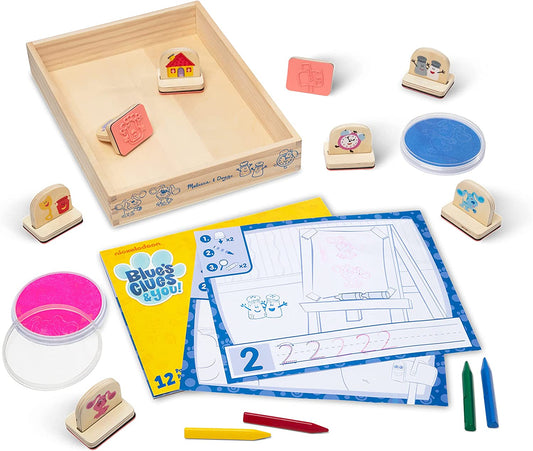 Blue's Clues Sellos de mango de madera y almohadilla de actividades
