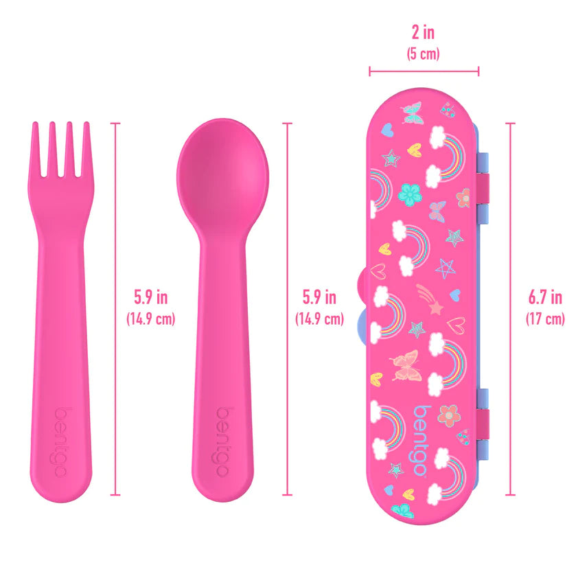 Bentgo Kids Utensils Set Rainbows and Butterflies