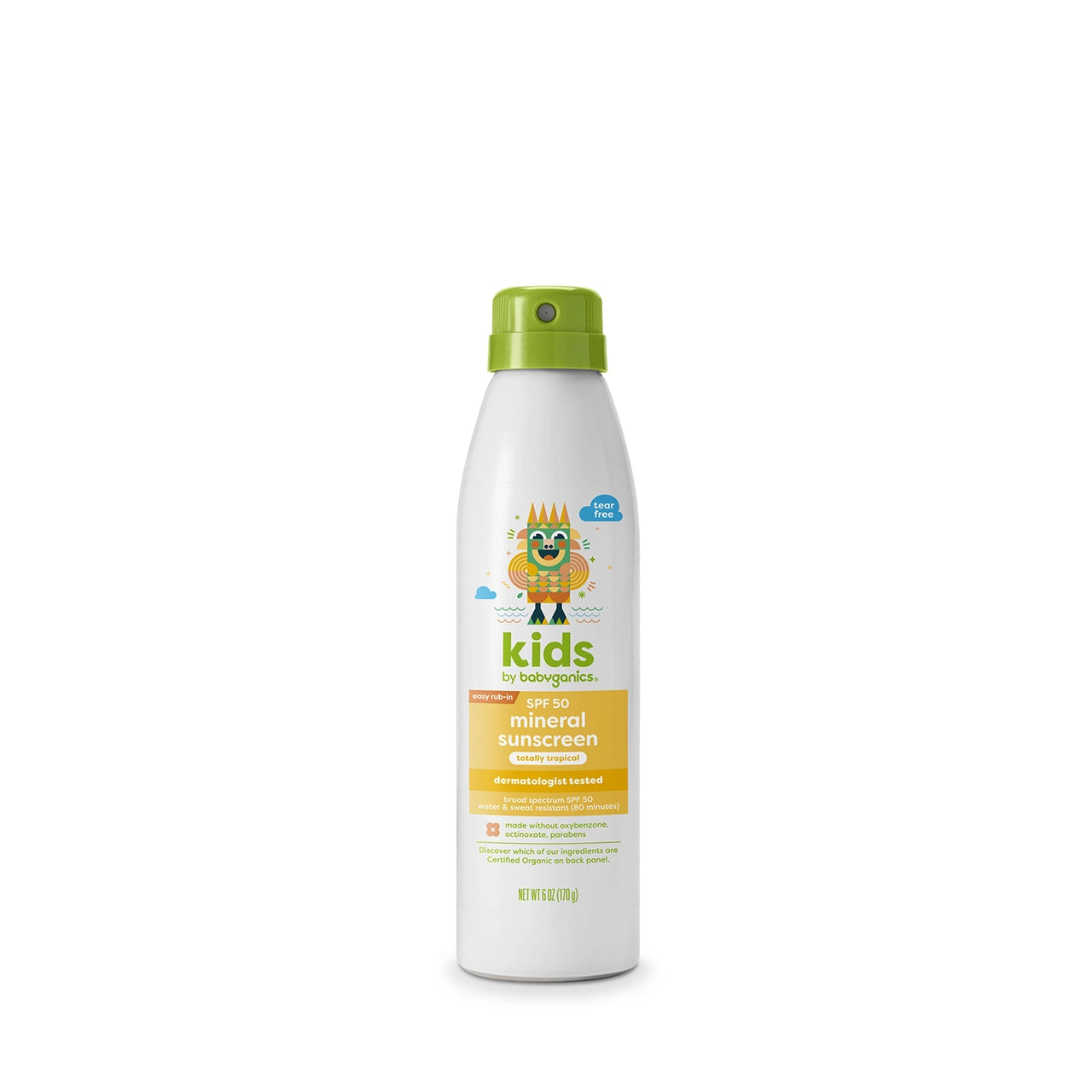 Kids spf 50+ mineral sunscreen continuous spray, totally tropical