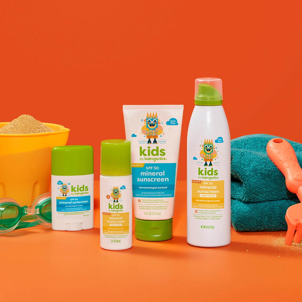 Kids spf 50+ mineral sunscreen continuous spray, totally tropical